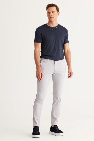 AC&Co / Altınyıldız Classics Pánské Stone Slim Fit Slim Fit boční kapsa Bavlna Diagonální vzorované pružné kalhoty