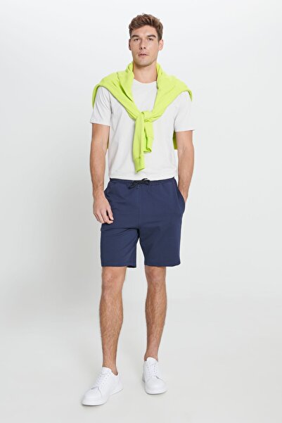 AC&Co / Altınyıldız Classics Men's Navy Blue Standard Fit Regular Cut Cotton Stretch Knitted Shorts