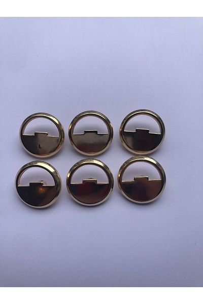 aensia Light Gold Gold Circle Hollow Special Design Button Metal Button 36 Size Buttons - Pack of 6 Buttons