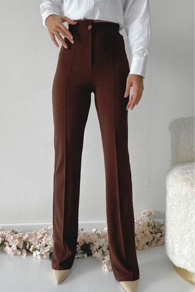 fafitu KİDS Brown High Waist Recovery Palazzo Trousers - Flared Leg