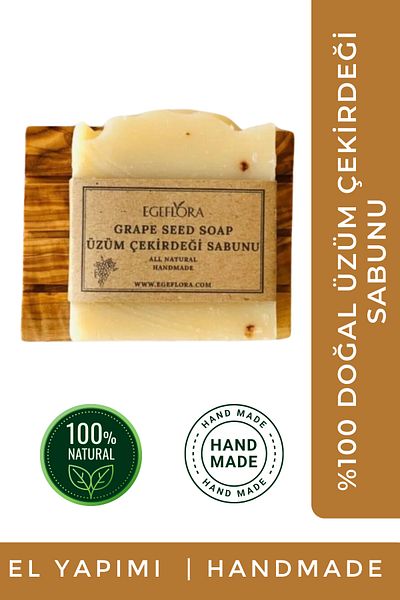 Egeflora صابون عنب طبيعي 100% - بذور مصنوعة يدوياً