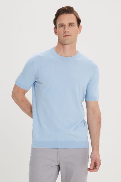 ALTINYILDIZ CLASSICS Tricou pentru bărbați, albastru, cu croiala standard, cu croiala normală, 100% bumbac