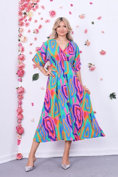 ZEYWEAR Double Breasted Collar Cotton Elastic Waist Dress