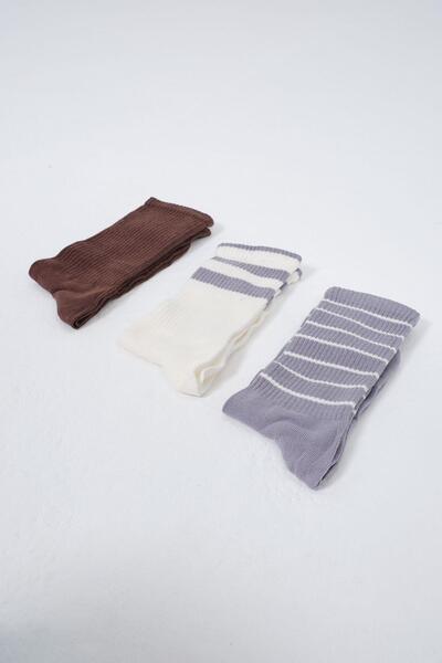 C&City Ανδρικό Σετ ριγέ 3 τεμαχίων μακριές πρίζες - Σοκολάτα