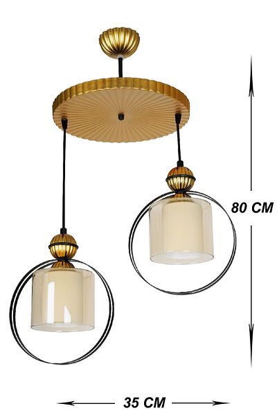 VENON LIGHTING HiVDa 2-Piece Glass Pendant Lamp - Black Gold Chandelier