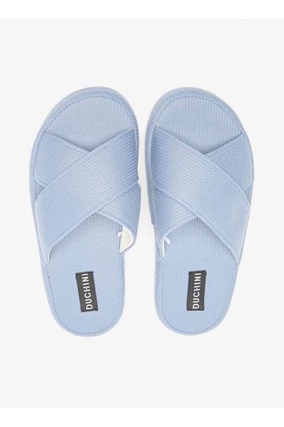 Duchini Men's Waffle Textured Cross Strap Bedroom Slides
