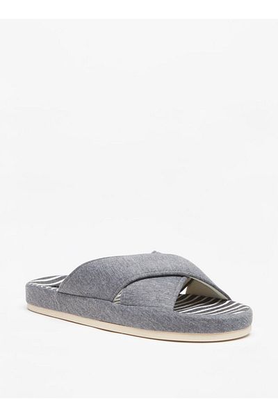 Duchini Men's Striped Bedroom Slide Slippers