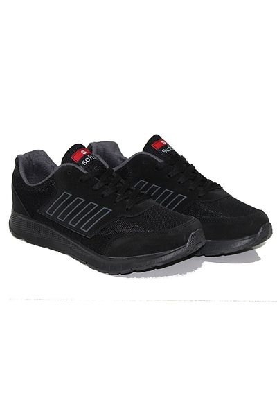 Seftil Men's Black Four Lines Running Walking Shoes S0012-sa