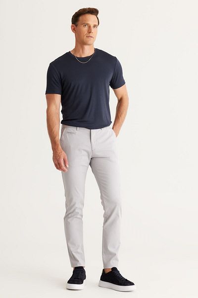 AC&Co / Altınyıldız Classics Pánské Stone Slim Fit Slim Fit boční kapsa Bavlna Diagonální vzorované pružné kalhoty
