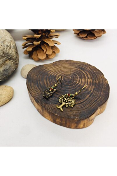 Porsuk Alternatif El Yapımı Baykuş Hayat Agacı Küpe