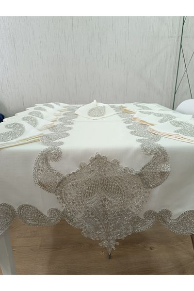 Çt Çeyizci Tekstil Luxury 12-Person Tablecloth Set - 26 Pieces