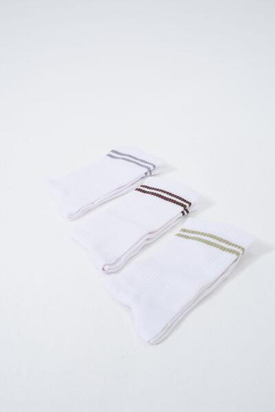 C&City Ανδρικό Σετ μακριές κάλτσες 3 τεμαχίων ριγέ - αφρός