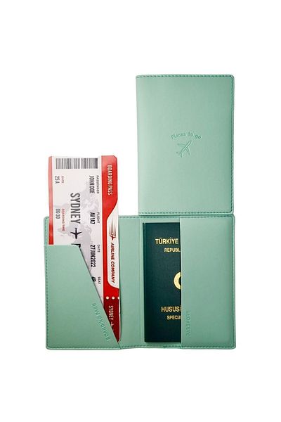 Smyrna Acar Mira Thermo Leather Passport Case Passport Holder Travel Wallet Mint Green