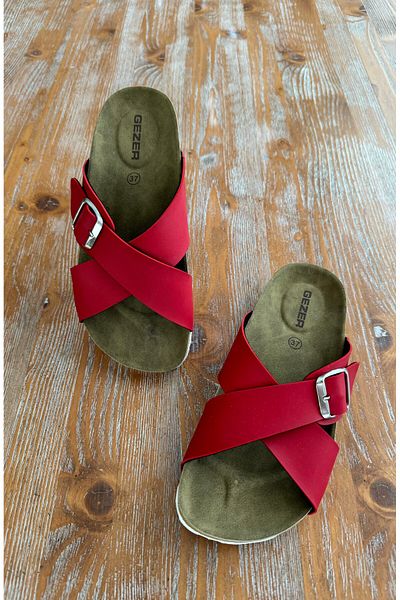 GEZER Papuci de zi cu zi unisex cu talpă anatomică model Birken cu curele încrucișate reglabile