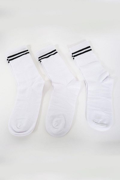 C&City Black/Striped 3-Piece Long Sock Set for Men