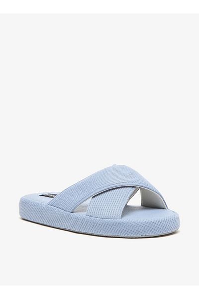 Duchini Men's Waffle Textured Cross Strap Bedroom Slides