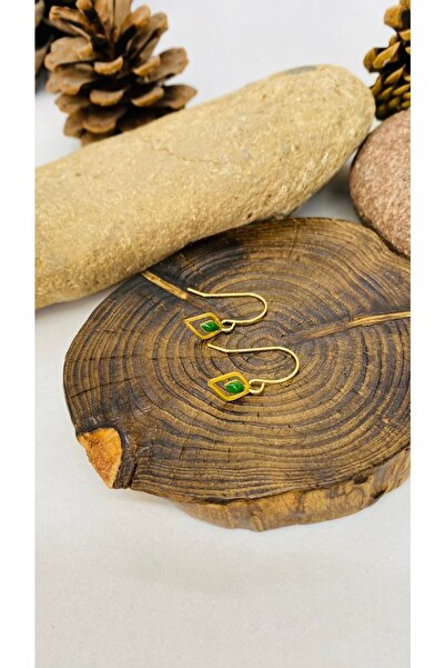 Porsuk Alternatif El Yapımı Etnik Otantik Pirinç Aparatlı Mineli Kadın Küpe