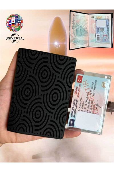 Cekuonline Ring Pattern Smooth Surface Leather Passport Cover Case Suitable for All Country Passports