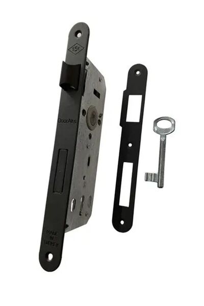 PORTOBELLO Avanti ( ODA TİPİ ) Mat Siyah Kare Rozetli Kapı Kolu / 40mm Oda Kapı Kilidi / Kol Kilit Full Set