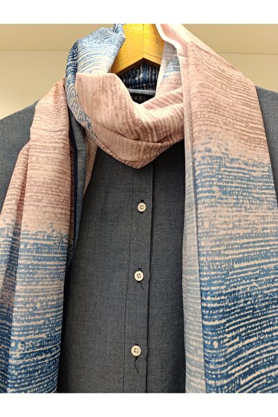 Akel Βαμβακερό σάλι με παστέλ μοτίβο - Μέγεθος 75x185