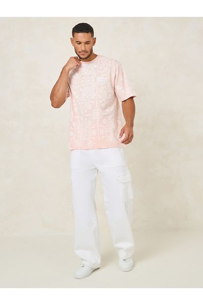 Styli Paisley Print Acid Wash Oversized T-Shirt