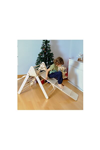 KIDOPPO Montessori Tırmanma Üçgeni | Pikler Ahşap Tırmanma Merdiveni | Orta Boy Tırmanma ve Denge Oyuncağı