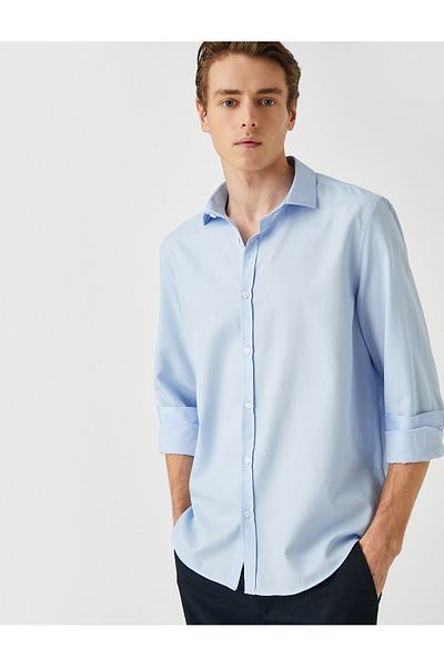 Koton Basic Shirt Klasszikus mandzsetta gallér hosszú ujjú karcsúsított, nem vasalható