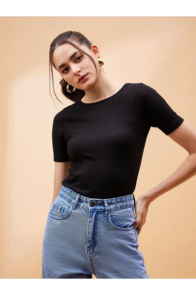 Sassafras By Styli Ribbed Short Sleeve Bodysuit