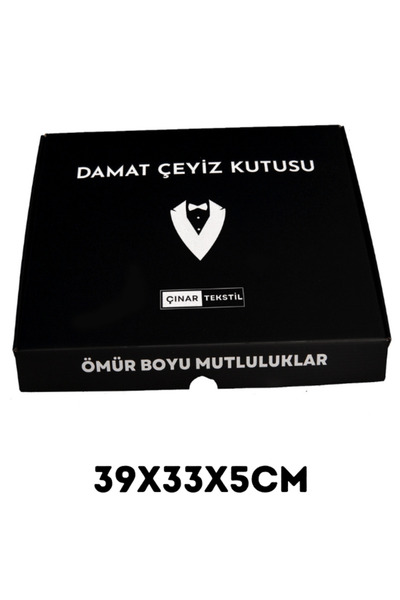 Çınarteks Bölmeli Boş Çeyiz Kutusu Erkek İçin Tekli Paket Siyah Renk Sert Mal...