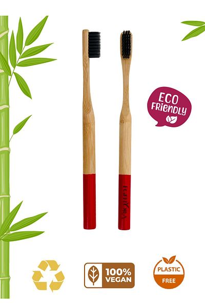 Egeflora Bamboo Toothbrush Adult Red