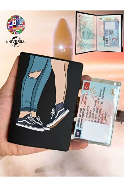 Cekuonline حافظة جواز سفر جلدية ذات سطح أملس بنمط عيد الحب مناسبة لجميع جوازا...