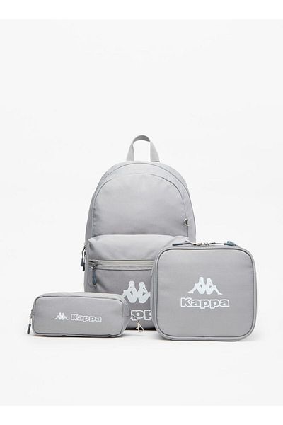 Kappa Logo Print Backpack with Lunch Bag and Pencil Case