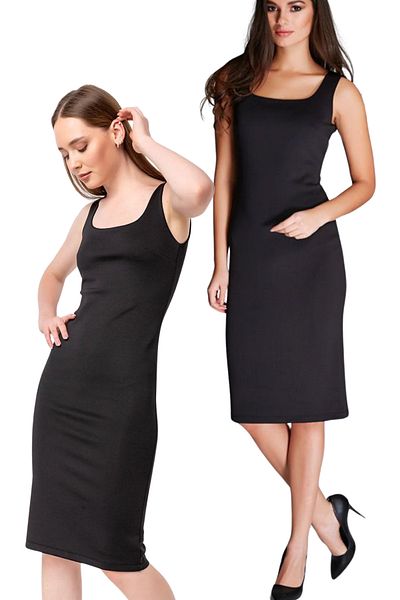 Laranor Rochie creion neagră cu gât pătrat pentru femei 15L4246