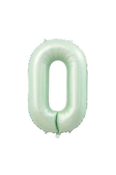 PARTİSERÜVENİ بالون فويل بأرقام باللون الأخضر المائي - 0 (32 بوصة 74 سم)