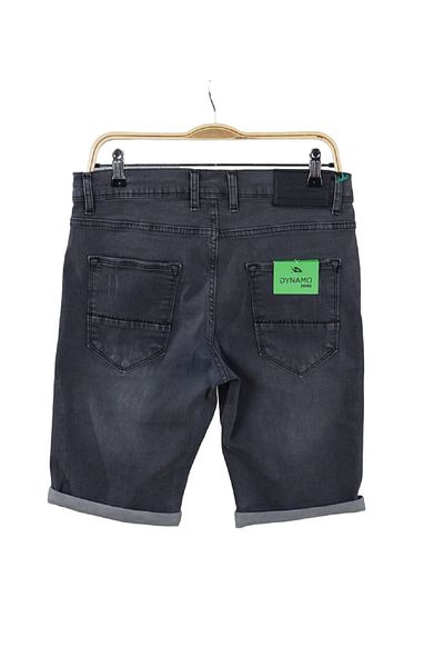 DYNAMO Men's Slim Fit Smoked Denim Shorts - Drawstring Waist, Belt and Laser Cut