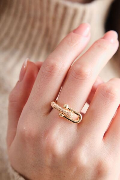 AURRARİ Gold Ayarlanabilir Tiffany Zirkon Taşlı Yüzük