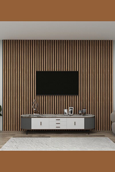 Enda Home Akustik Duvar Paneli MDF Duvar Paneli 61x278 cm Akupanel Dekoratif Duvar Profili Çam