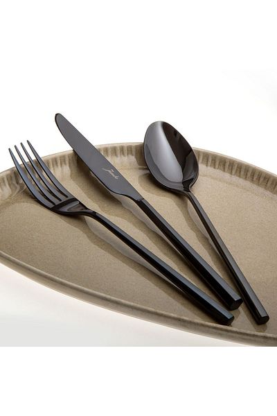 Jumbo 1001 Titanium Black 12 Person 84 Piece Fork Spoon Knife Set