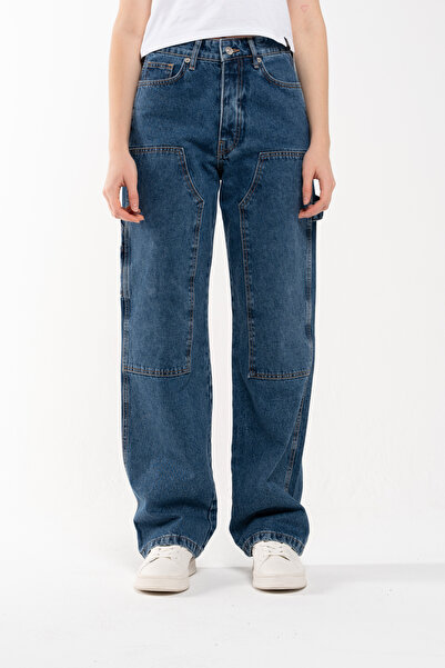 BOSHETTI Kadın Worker Straight Fit Yüksek Bel Jean 281685