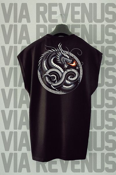 Vordevia Tricou sport cu imprimeu Black Dragon - Mânecă zero