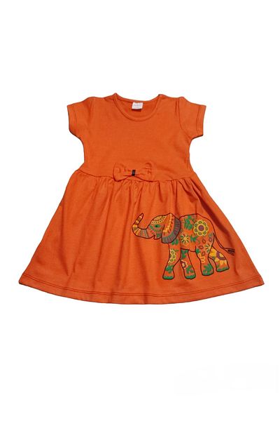 neocotton Fata - Rochie din Bumbac Pieptanat din Bumbac Imprimat Elefant Etnic, mânecă scurtă