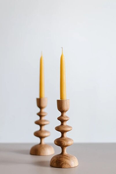 Rabo Craft AHŞAP DEKORATİF MUMLUK TEKLİ KAYIN AĞACINDAN