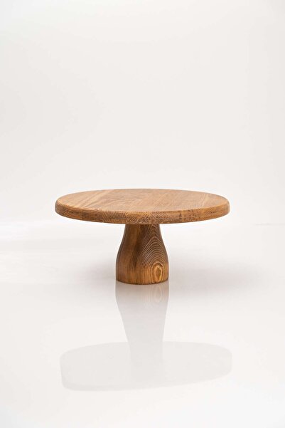 hemlife Lucca 29 Cm Wooden 12 Cm Footed Round Cake Presentation Serving Plate