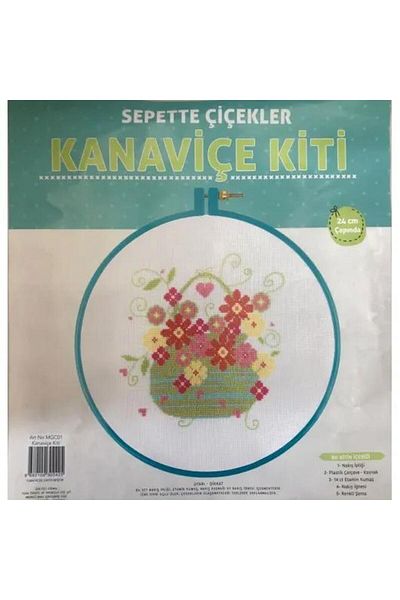 Tuva Kit de flori brodate în cruce de 24 cm - Coș