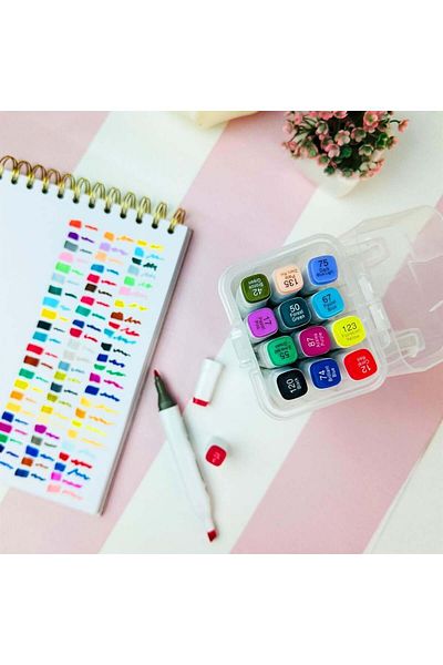 KİTABADAİR Double Sided Dark Blue Touch Marker - Set of 12 Boxed