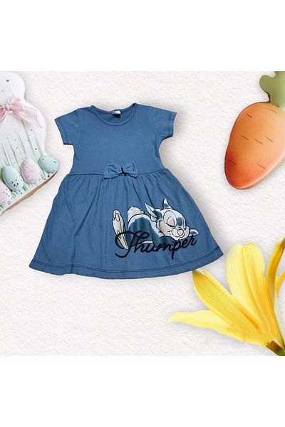 neocotton Girl - Rabbit Printed Combed Cotton Sleepy Dress