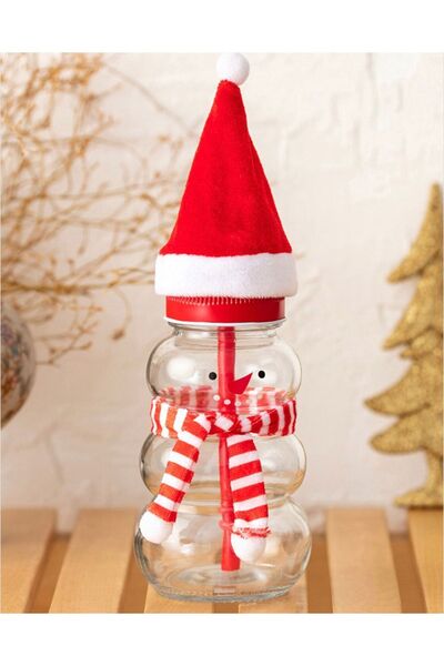 LCW HOME Yılbaşı Temalı Pipetli Kapaklı Cam Bardak