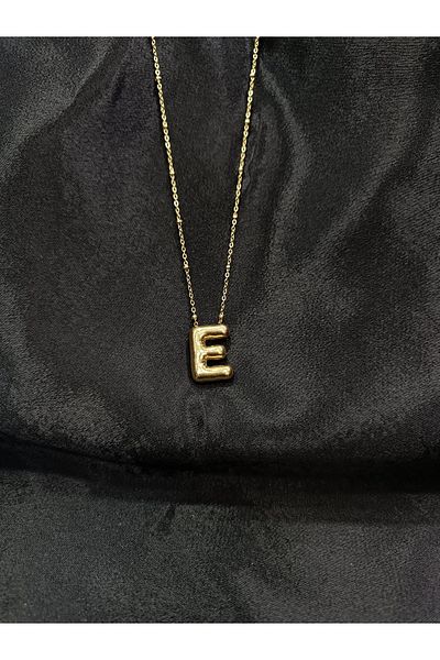 DNA Takı Stainless Steel Necklace - Gold Color, "e" Letter Bubble, Quality