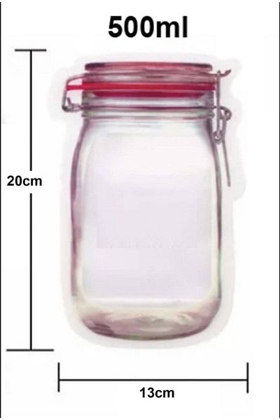 Egehome Ziplock Storage Bag Jar Appearance Ziplock Bag 3 Pieces