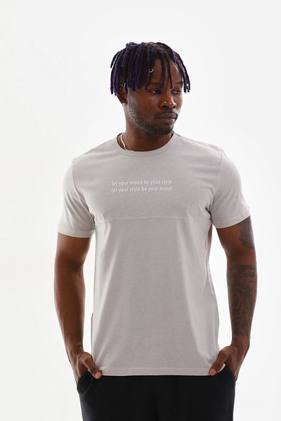 Mood Lab Men's 100% Cotton Crew Neck Regular Fit Slogan Printed T-Shirt